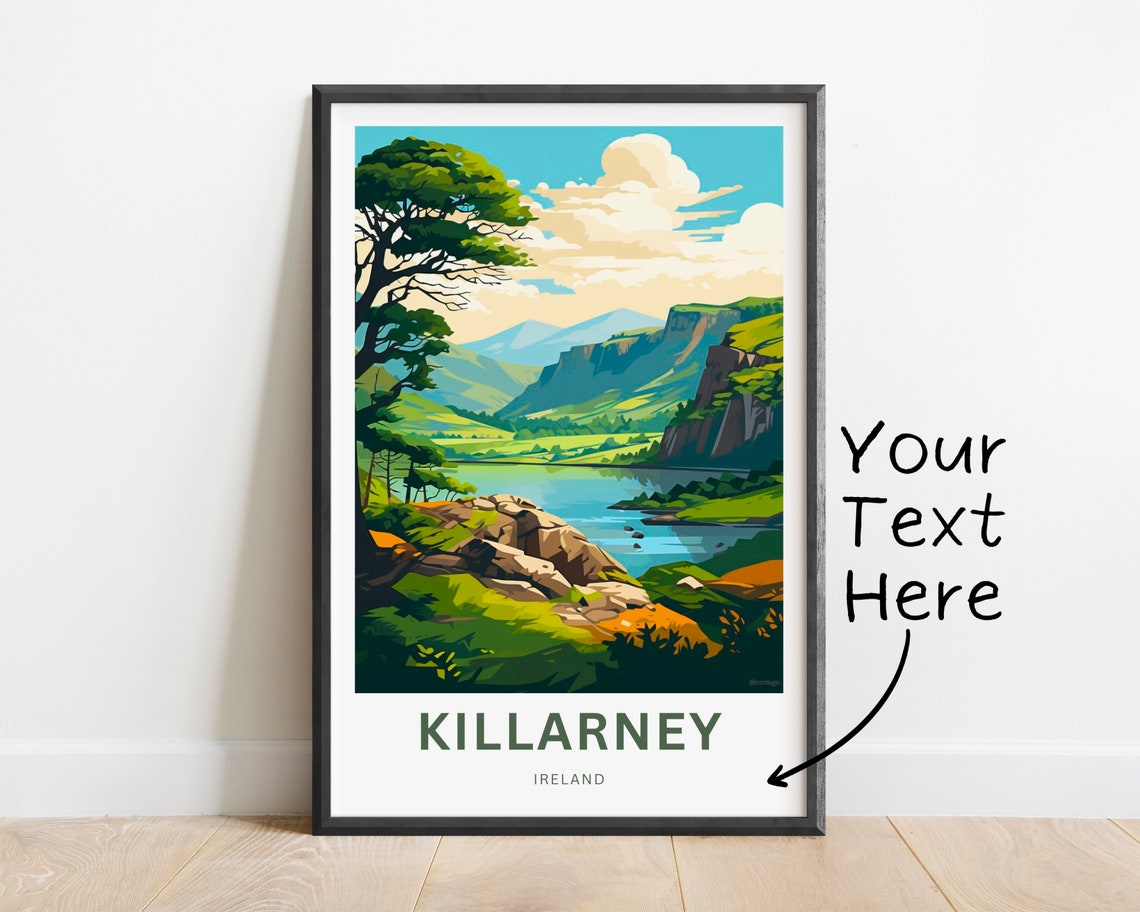 Killarney Ireland Lakes District Valley View Retro Travel Poster