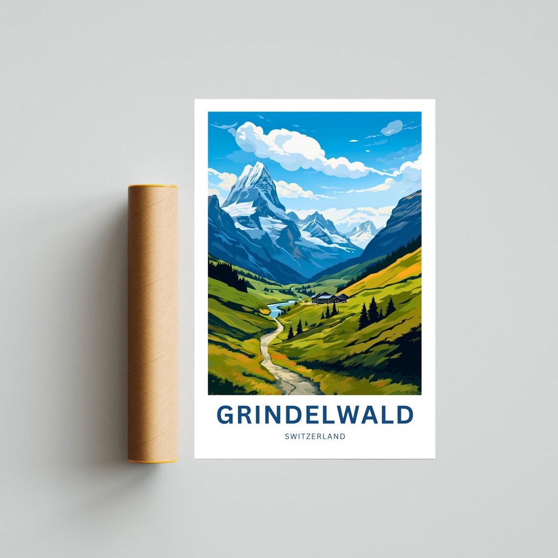 Personalized Grindelwald Switzerland Alpine Valley Custom Poster - Image 2