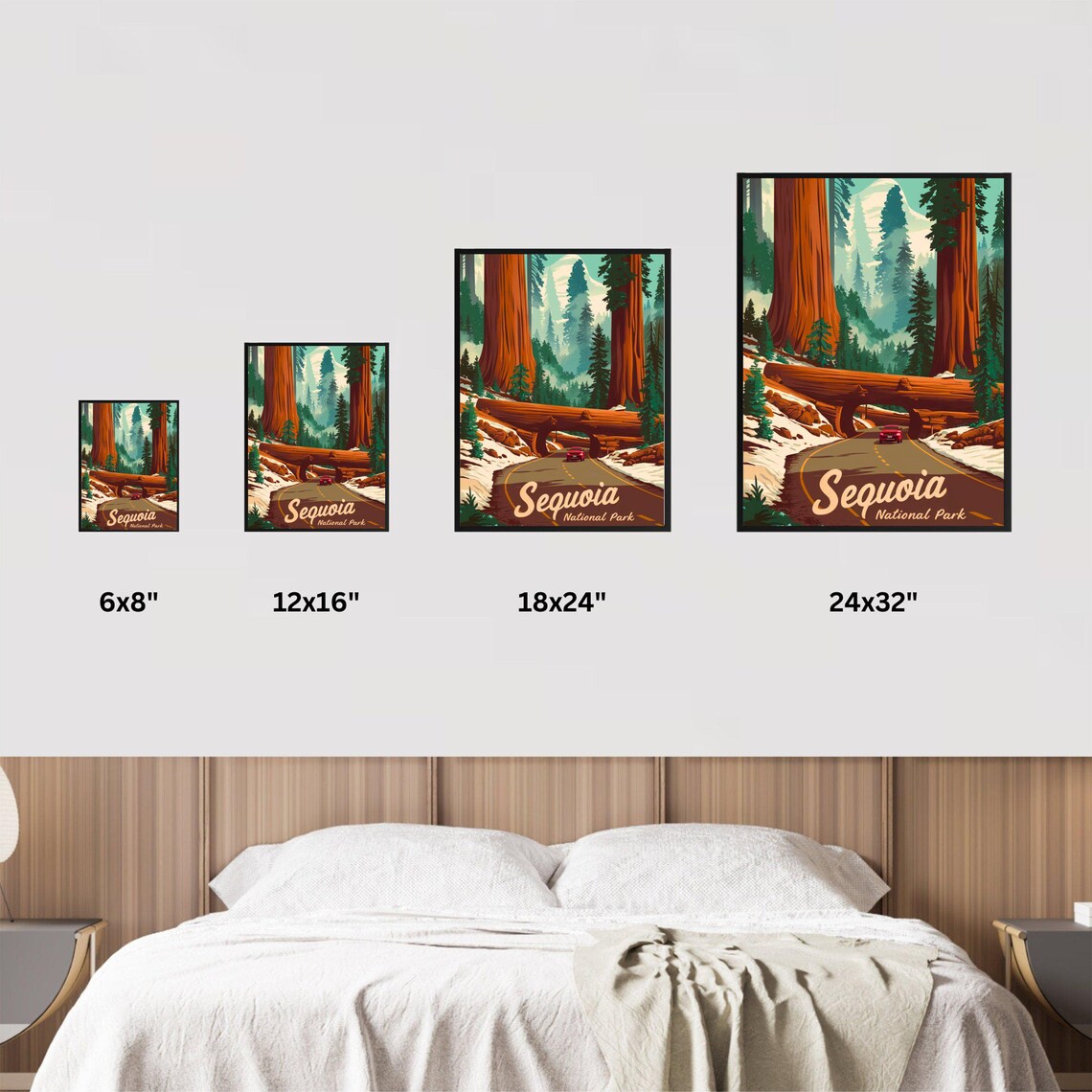 Sequoia National Park Giant Trees Tunnel Log Vintage Art Poster - Image 4