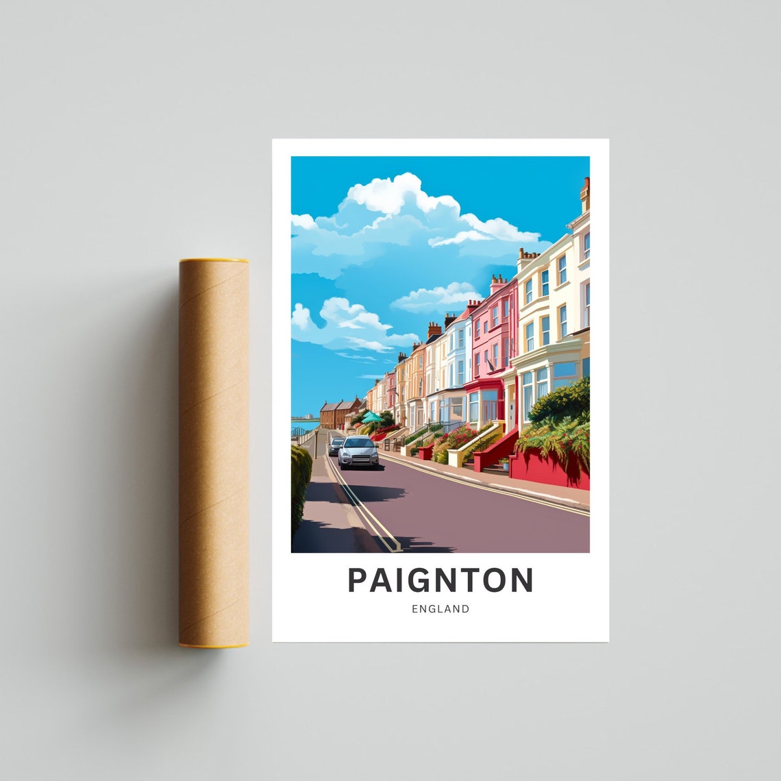 Paignton England Seaside Terrace Houses Seafront Street Poster - Image 4