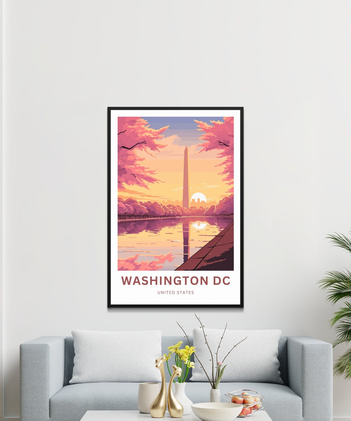 Washington DC Monument Cherry Blossom Sunrise Tidal Pool Travel Poster - Image 3