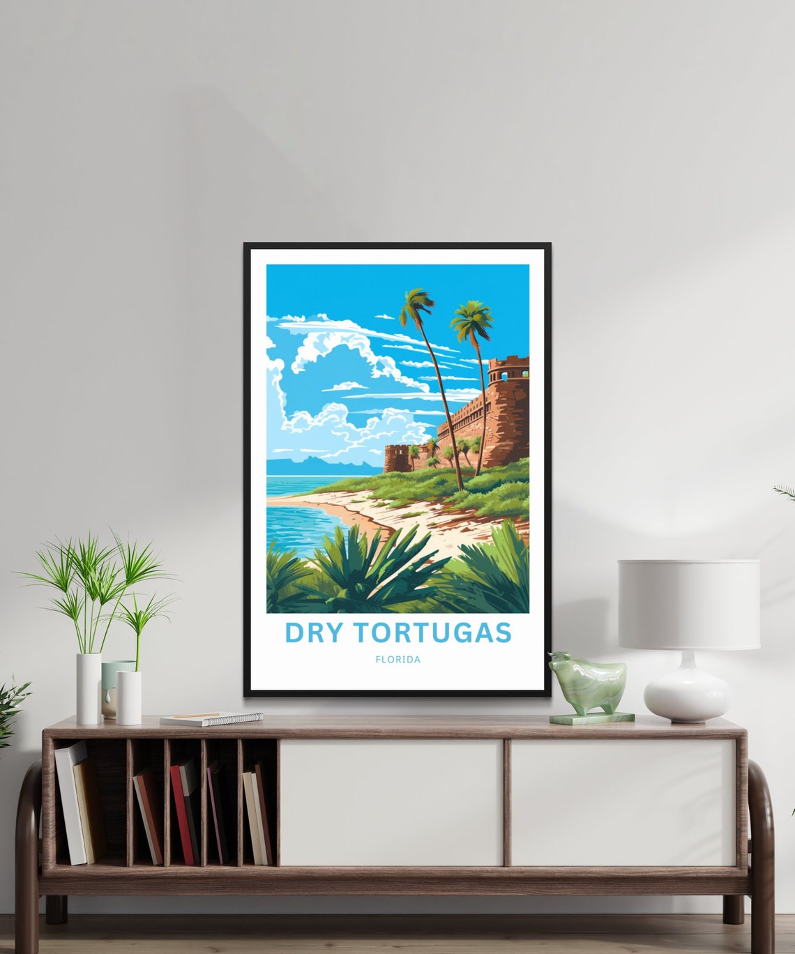 Personalized Dry Tortugas Florida Fort Beach Palms Custom Poster - Image 2