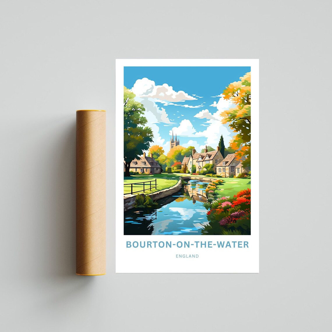Personalized Bourton On The Water England Village Custom Travel Poster - Image 2