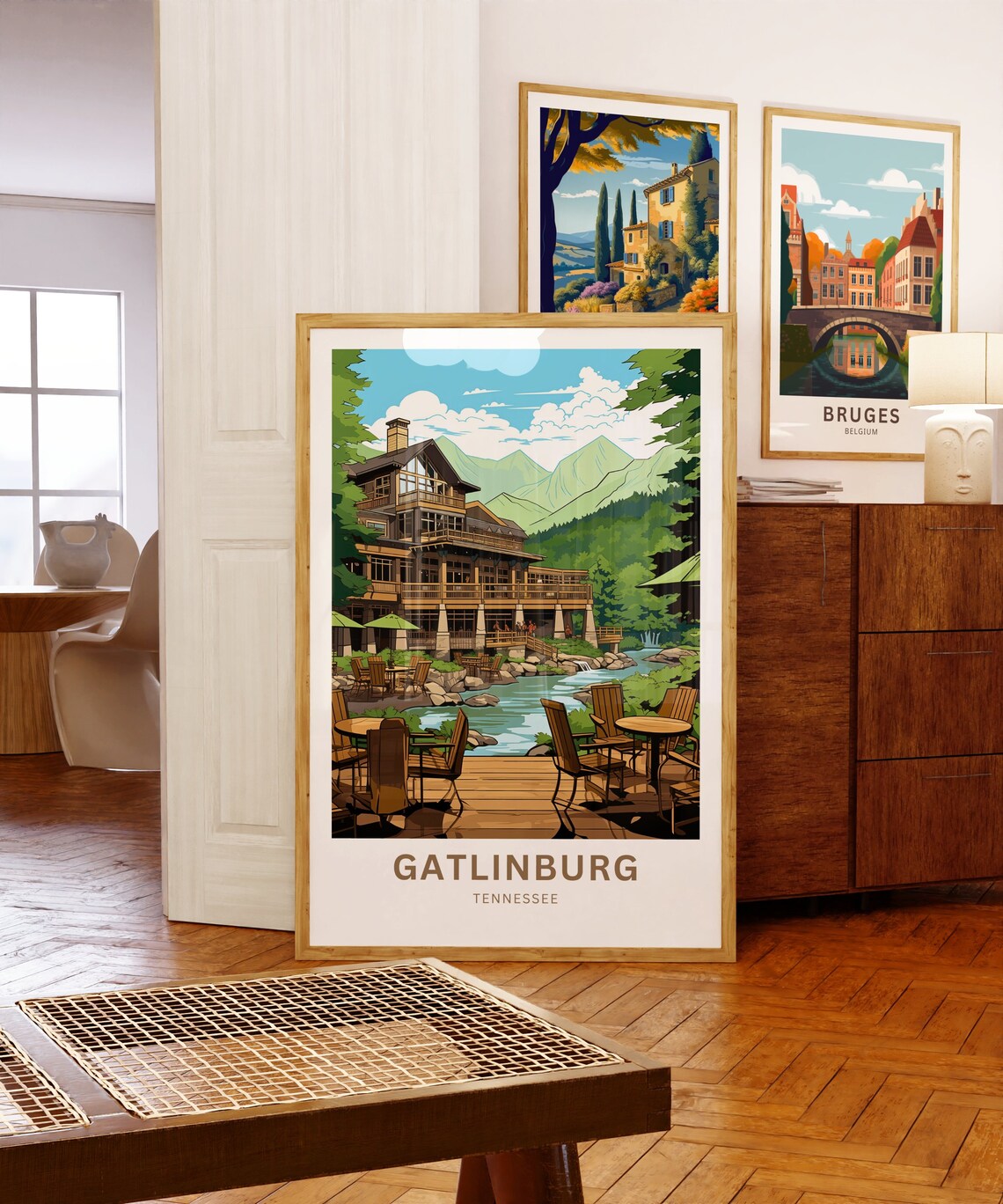Gatlinburg Tennessee Riverside Lodge Mountain Deck Retreat Poster - Image 5