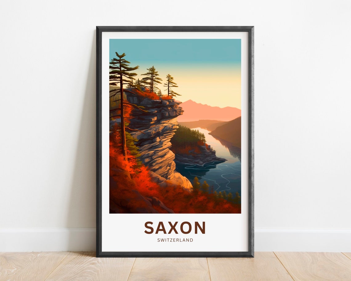 Saxon Switzerland Sunrise Cliff Overlook River Valley Poster