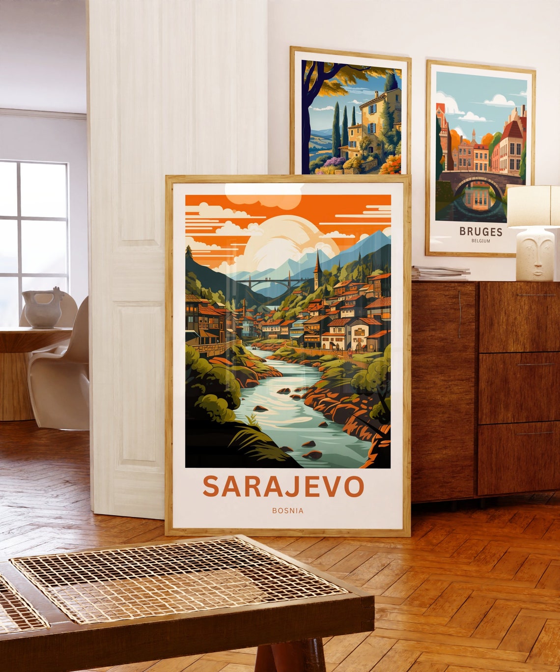 Sarajevo Bosnia Sunset Old Town Riverside Personalized Travel Poster - Image 5