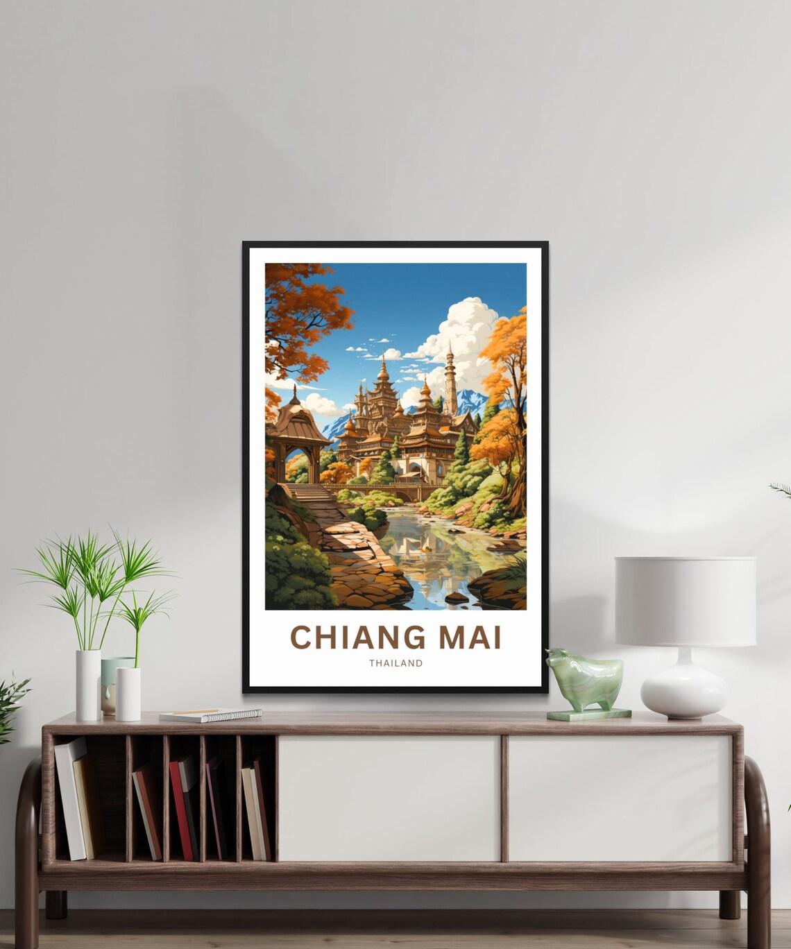 Personalized Chiang Mai Thailand Golden Temple Autumn Travel Poster - Image 2
