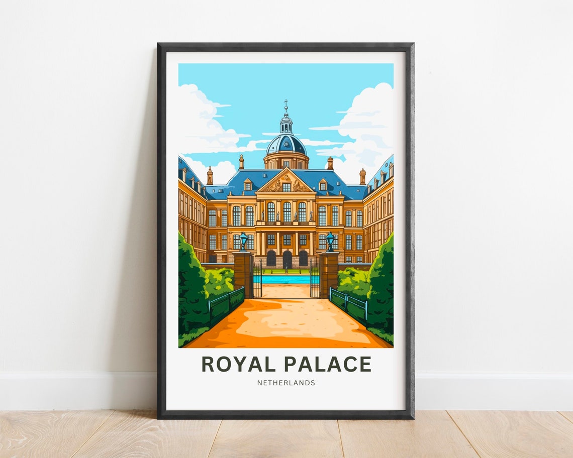Royal Palace Netherlands Grand Courtyard Dome Facade Travel Poster