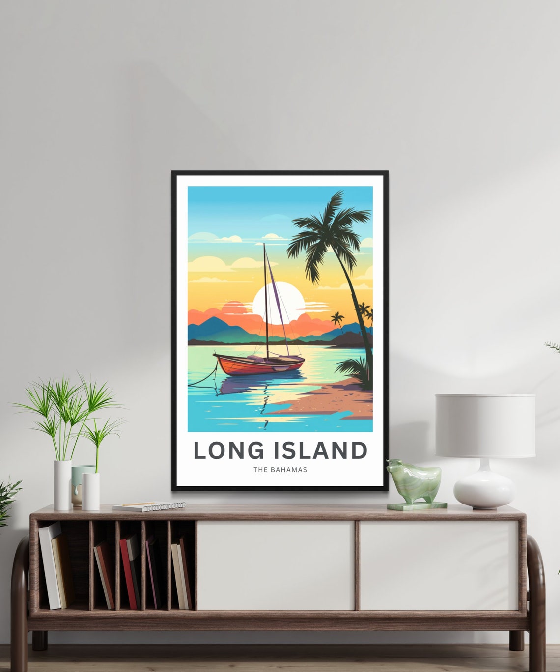 Personalized Long Island Travel Print Long Island Poster Bahamas Wall Art Framed Present Gift Bahamas Present - Image 2