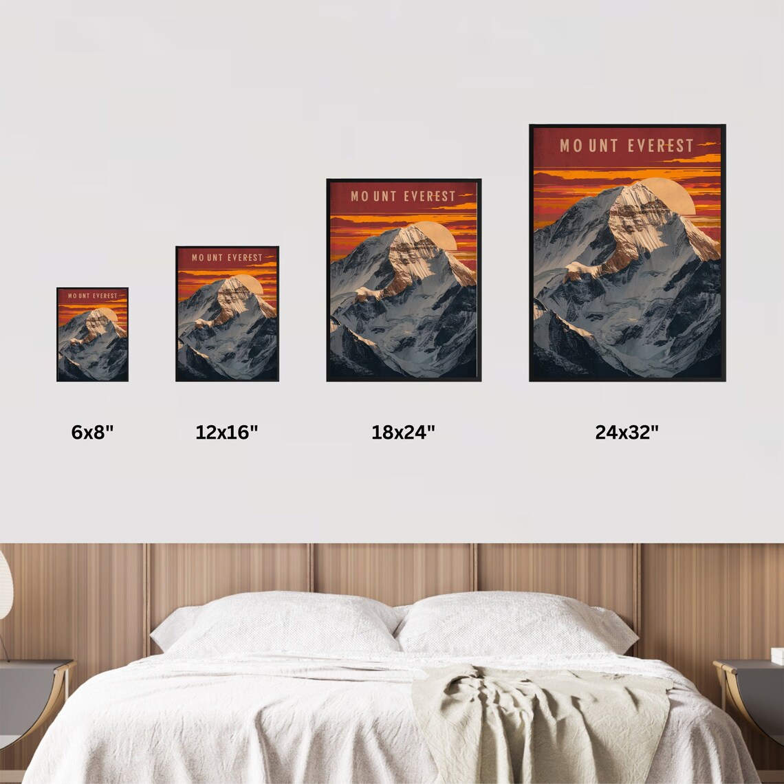 Mount Everest Rising Sun Snow Summit Fiery Sky Vintage Poster - Image 4