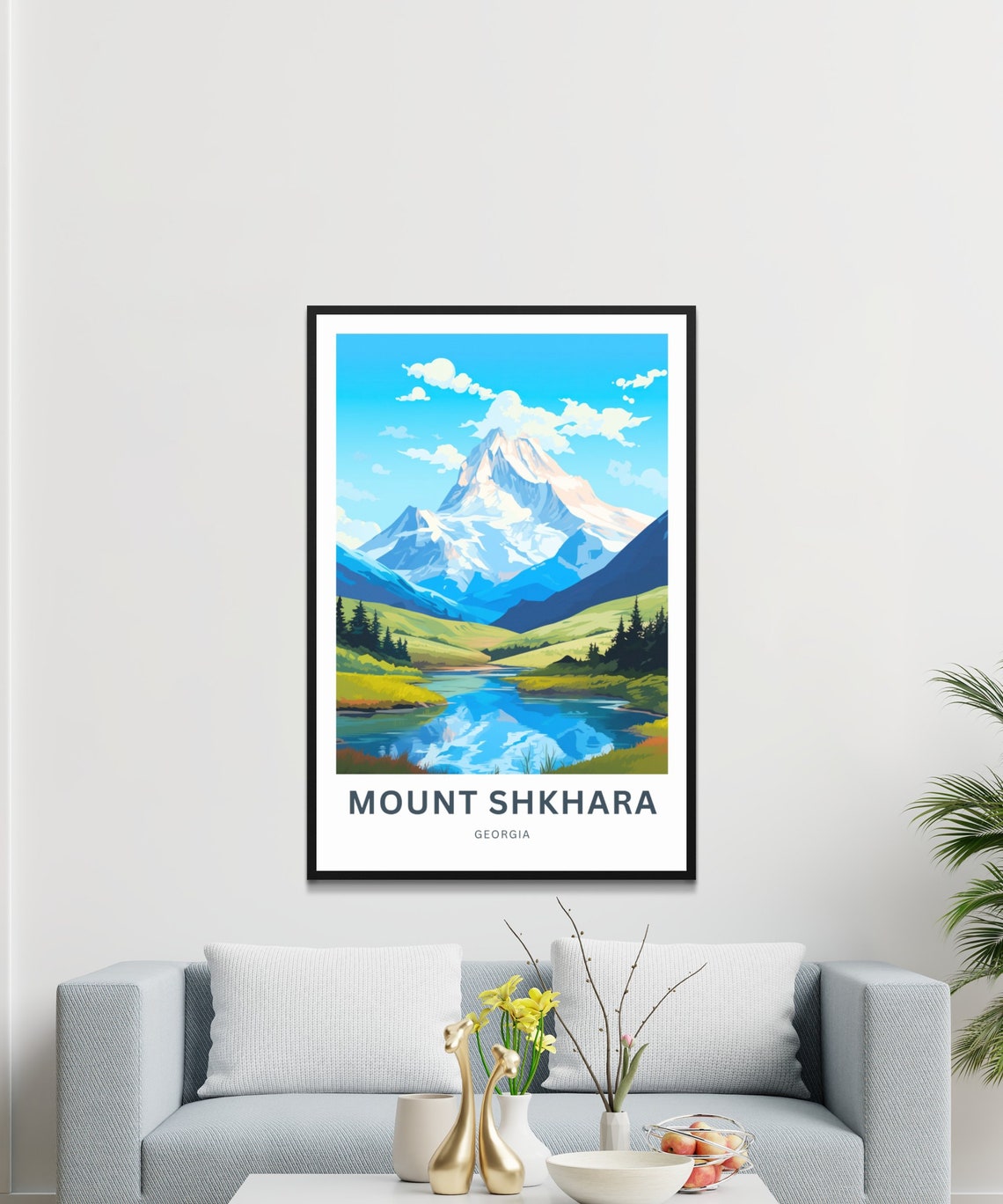 Mount Shkhara Glacier Lake Reflection Personalized Georgia Poster - Image 3