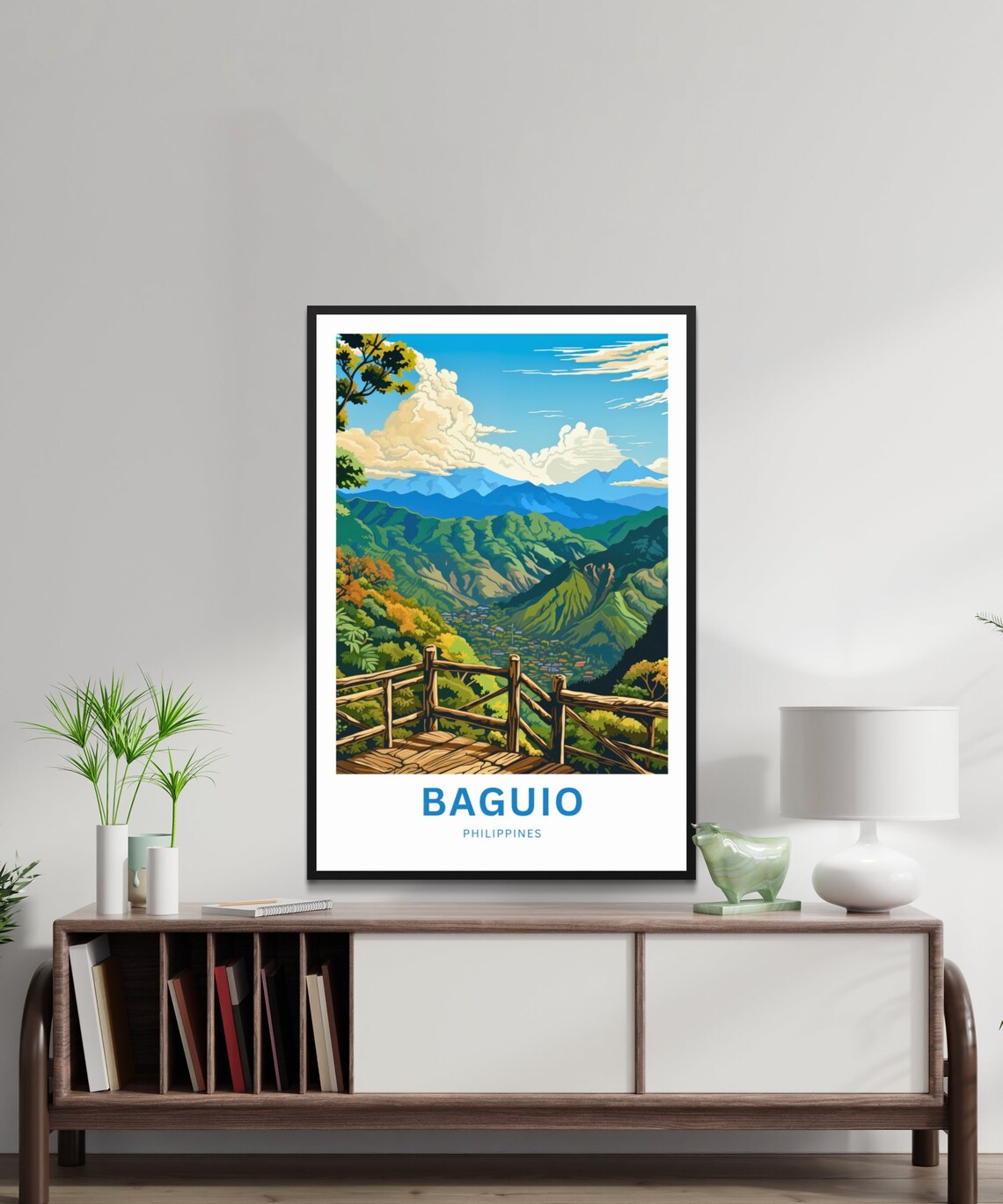Baguio Philippines Mountain Overlook Wooden Deck Travel Poster - Image 2
