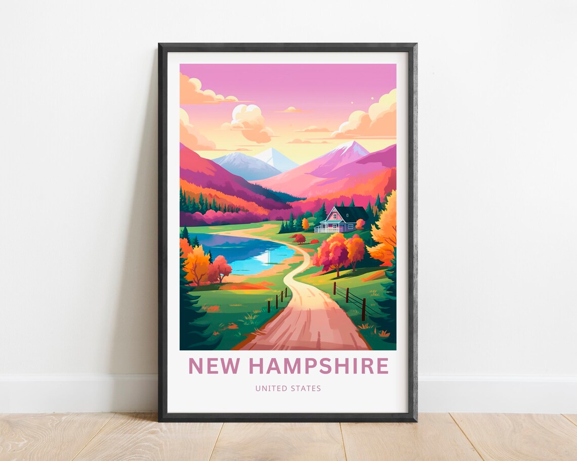 New Hampshire Autumn Foliage Mountain Valley United States Poster