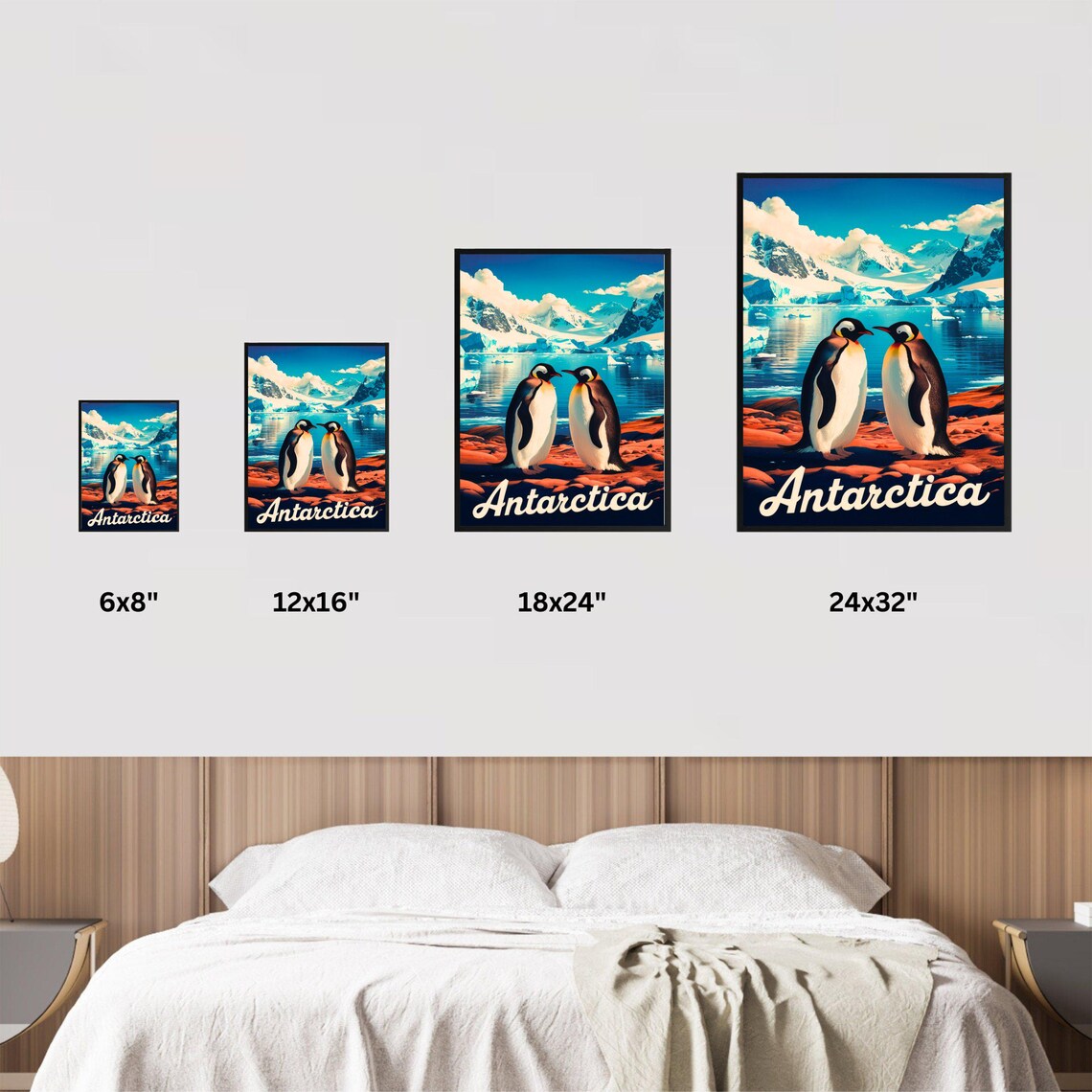 Antarctica King Penguins Glacier Bay Dramatic Vintage Travel Poster - Image 2