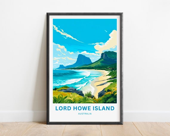 Lord Howe Island Travel Print Poster Australia Wall Art Framed Gift Decor Present Customize Your Text