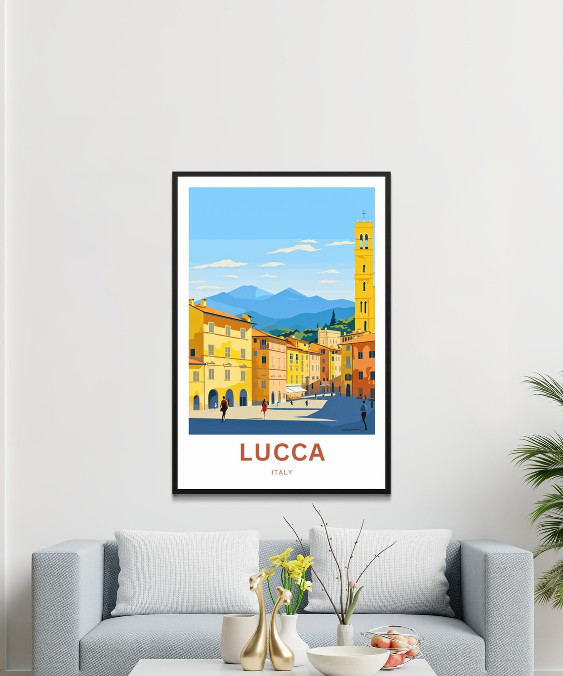 Lucca Italy Towering Church Spire Over Tuscan Streets Poster - Image 3