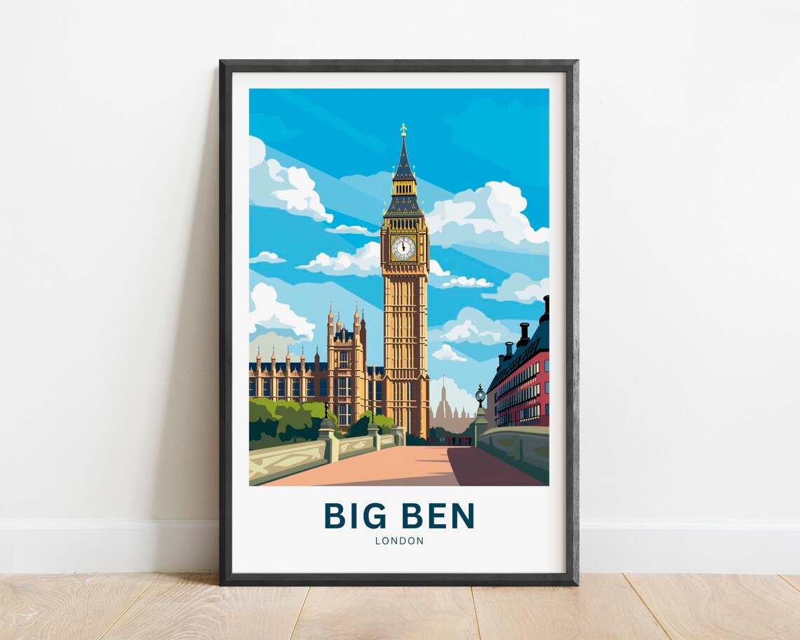 Big Ben Bridge Street View London Landmark England Travel Poster