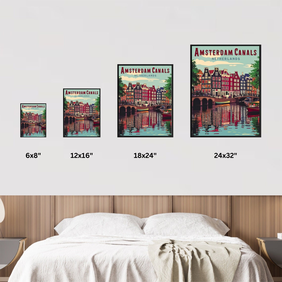 Amsterdam Canals Netherlands Bridge Canal Boat Reflection Poster - Image 4