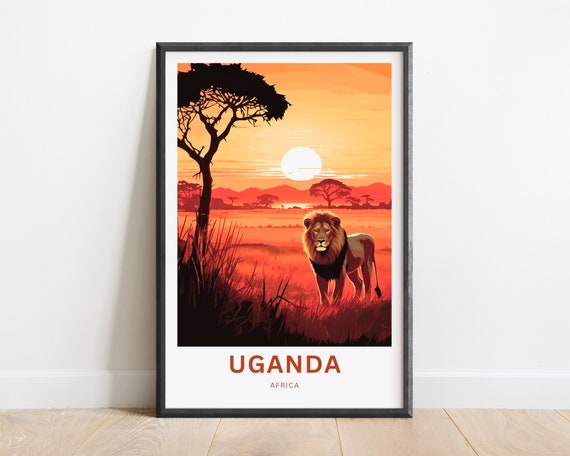 Uganda Travel Print Uganda Poster Africa Wall Art Framed Present Gift Africa Decor Present Customize Your Text