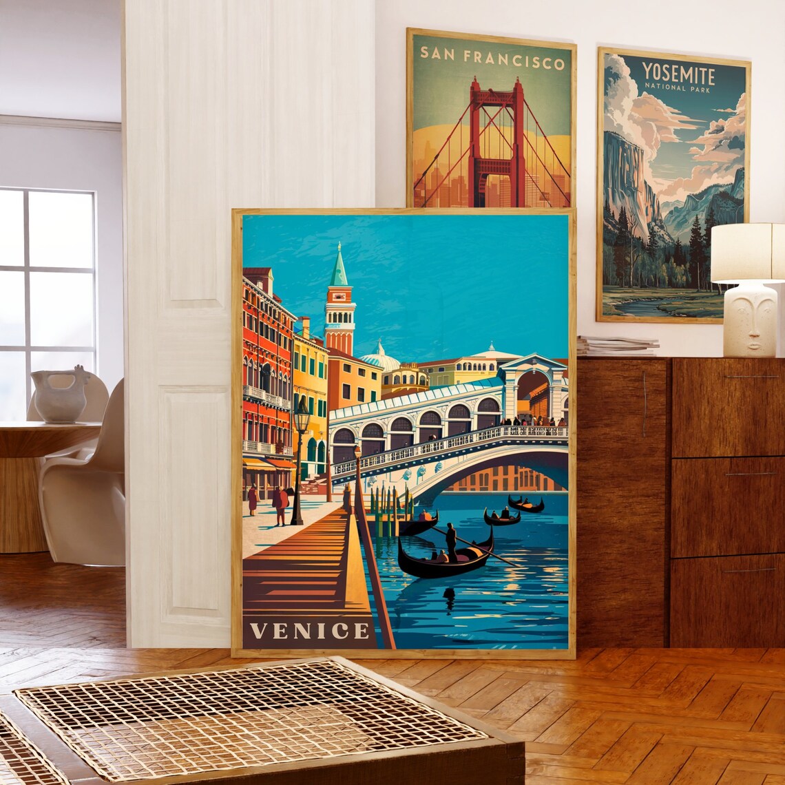 Venice Rialto Bridge St Marks Campanile Canal Vintage Travel Poster - Image 5