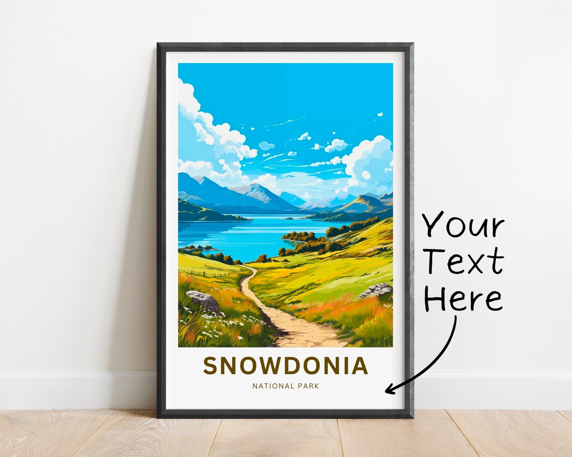 Personalized Snowdonia Wales Lake Valley Hiking Travel Poster