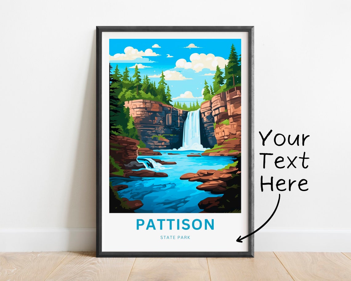Personalized Pattison State Park Waterfall Falls Travel Poster