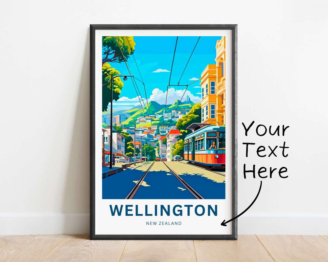 Wellington New Zealand Cable Car Sunlit City Street Scene Poster