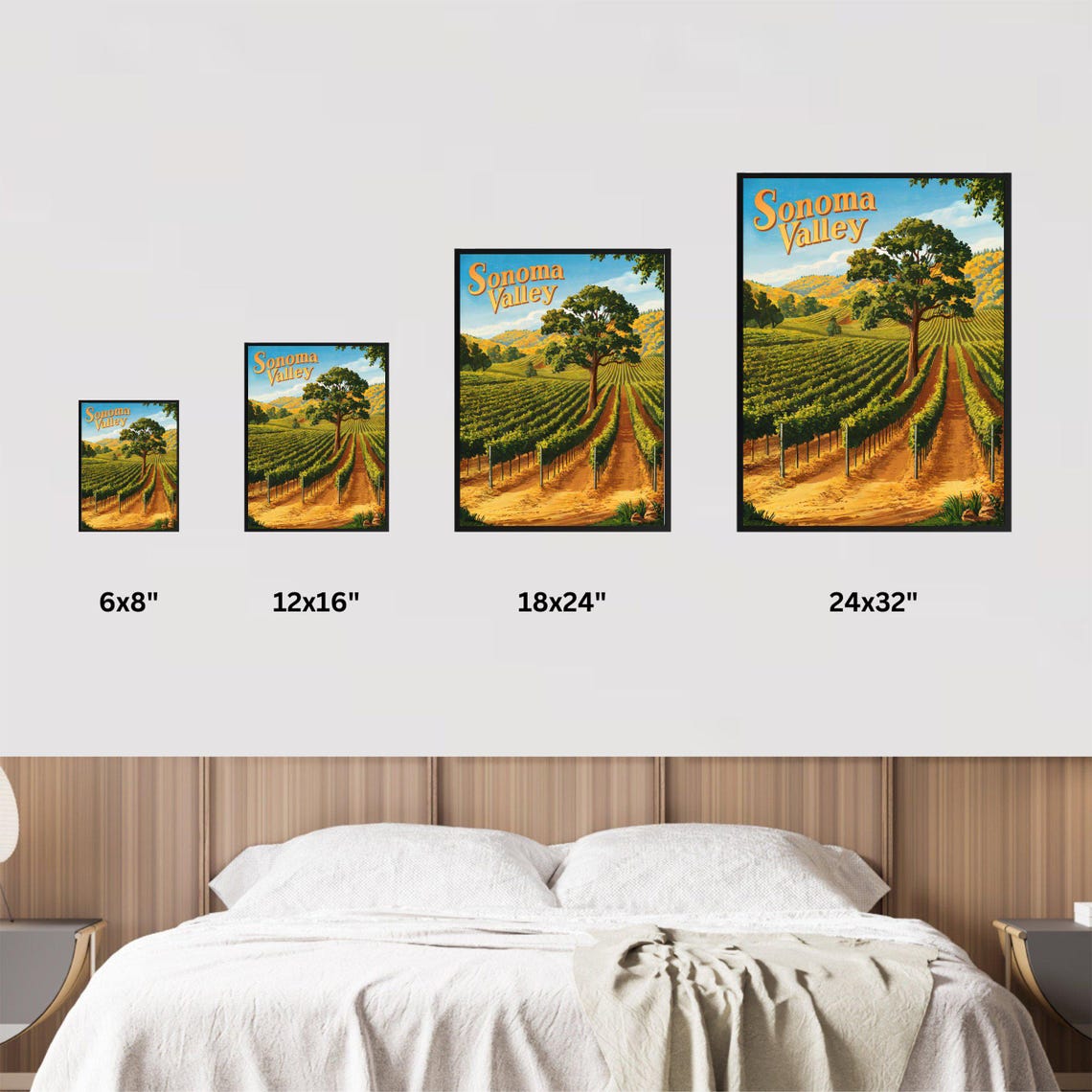 Sonoma Valley California Vintage Vineyard Poster Oak Tree Golden Hills - Image 4