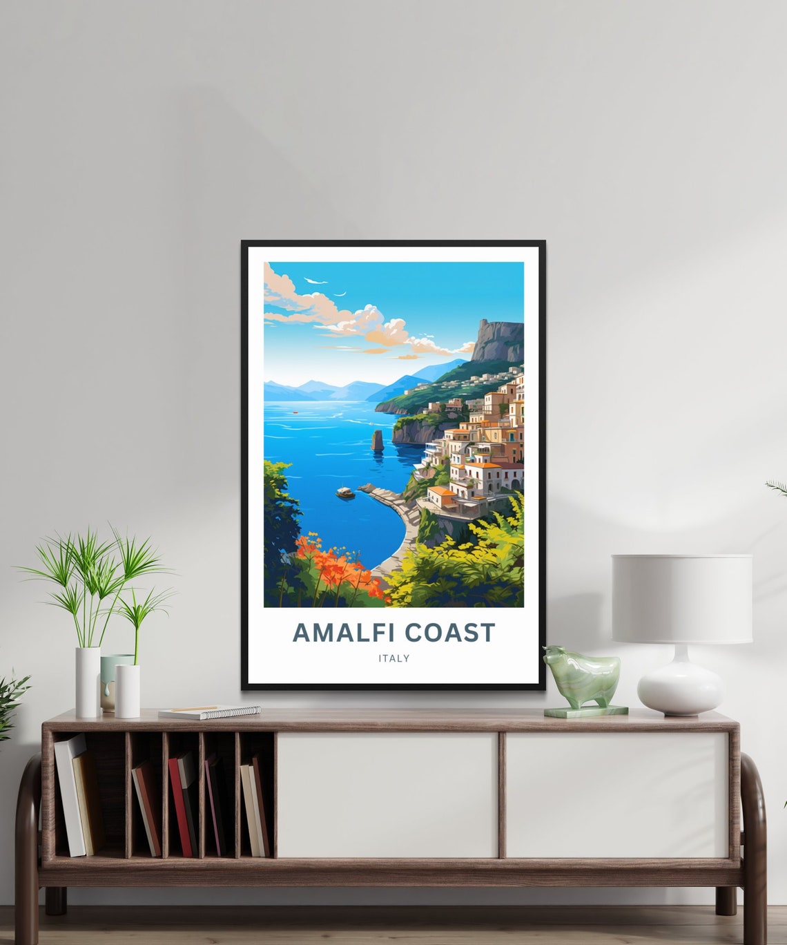 Amalfi Coast Italy Cliffside Village Personalized Travel Poster - Image 2