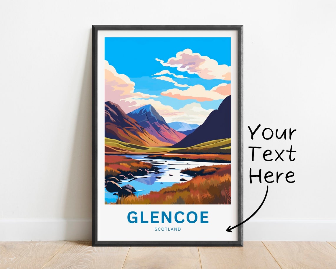 Glencoe Scotland Mountain Valley River Autumn Colors Scene Poster