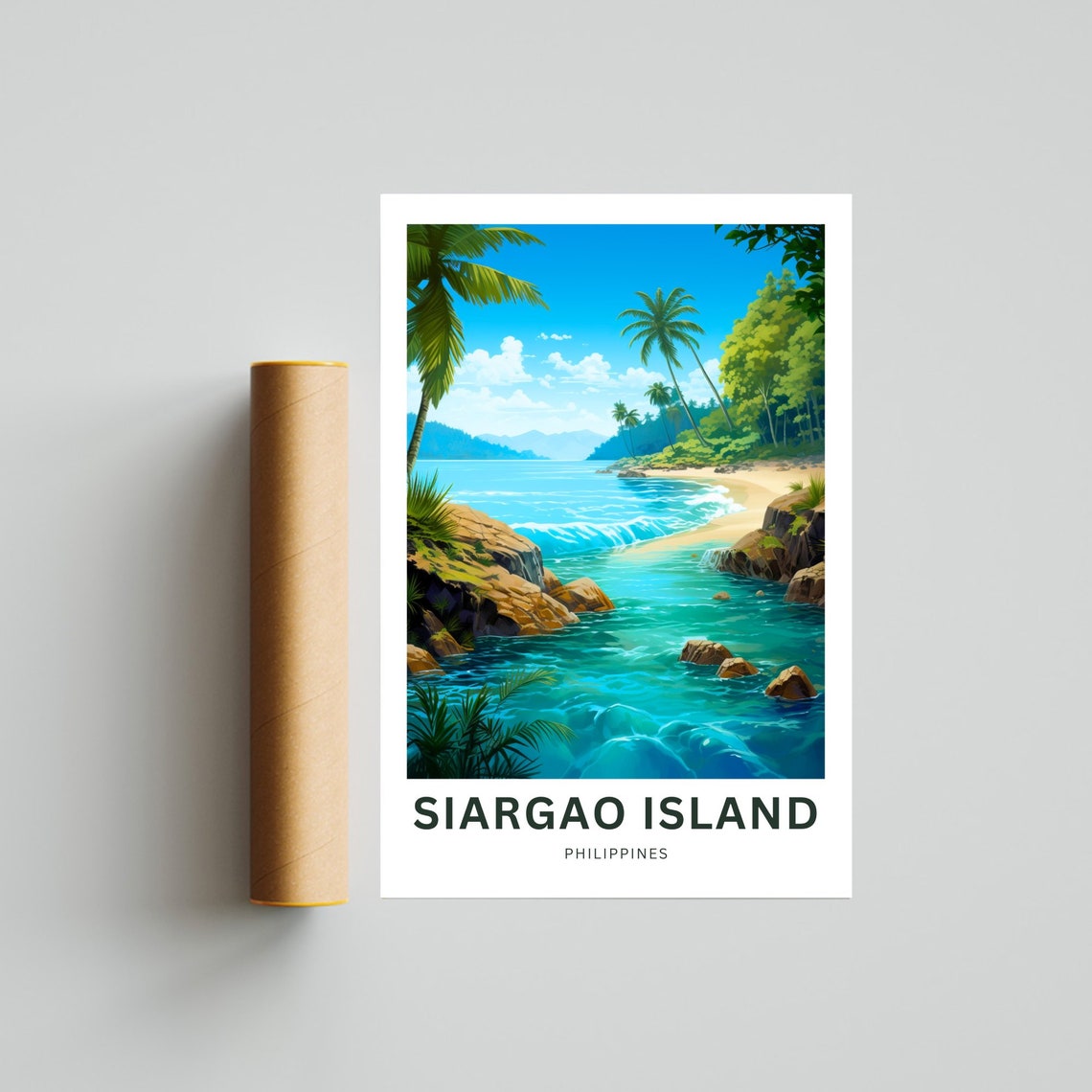 Personalized Siargao Island Philippines Tropical Beach Travel Poster - Image 4