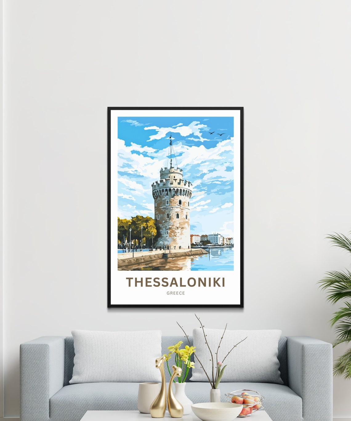 Personalized Thessaloniki Greece White Tower Waterfront Travel Poster - Image 3