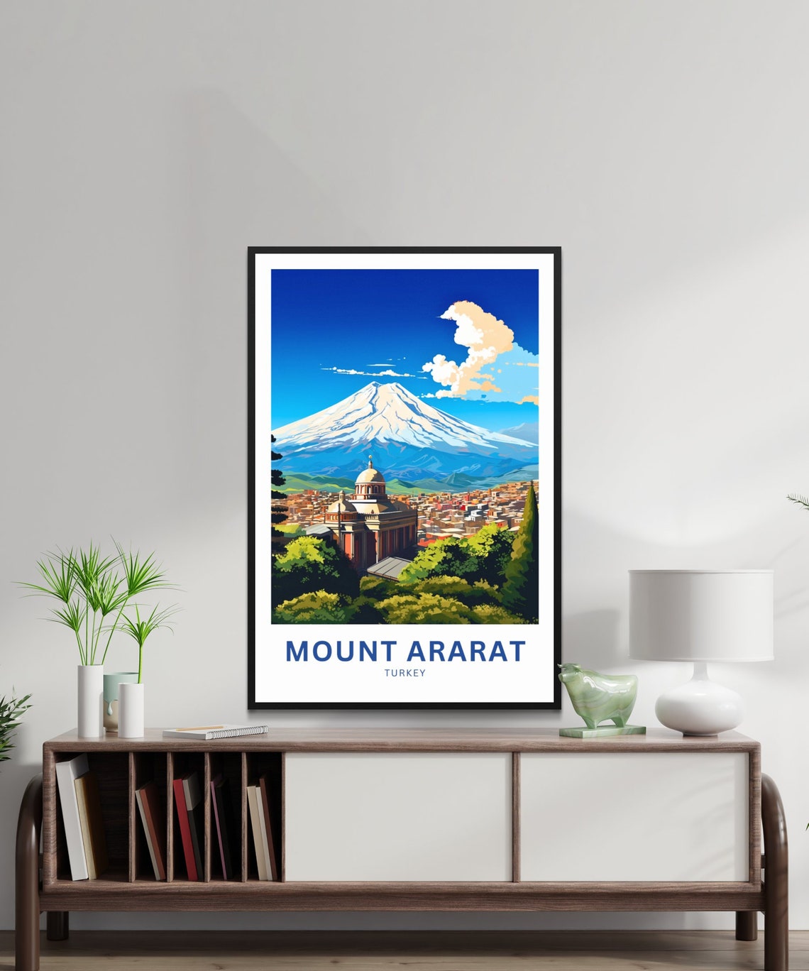 Mount Ararat Turkey Snow Capped Volcano Over Old City Travel Poster - Image 2