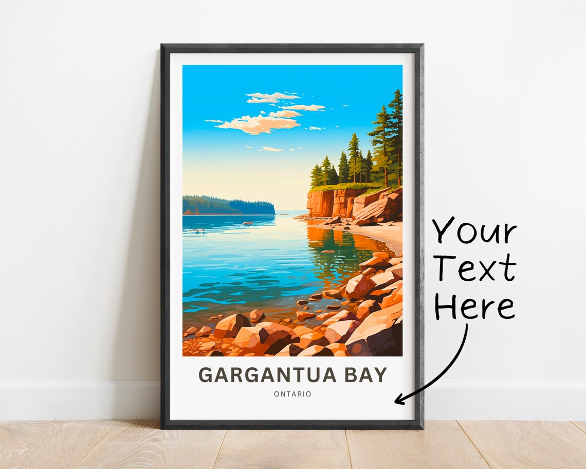 Personalized Gargantua Bay Ontario Custom Vintage Travel Poster Art