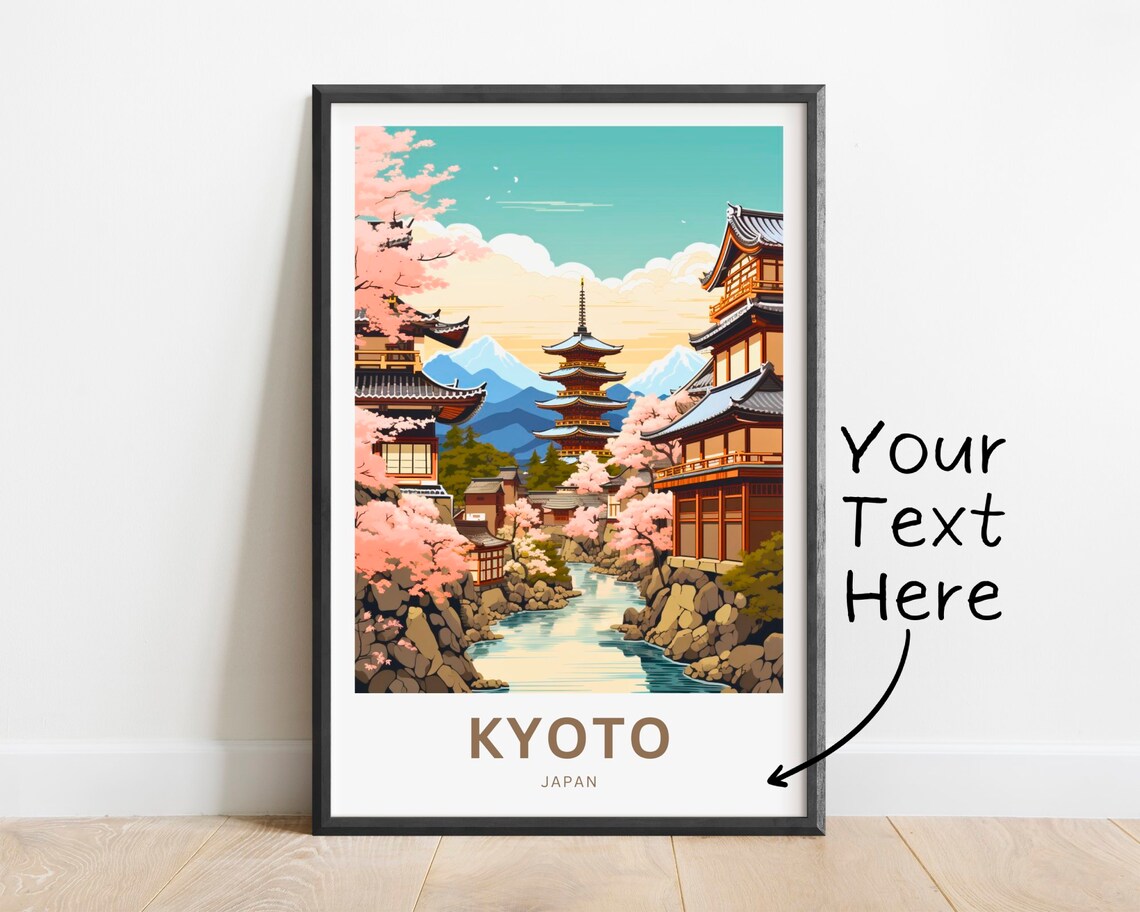 Kyoto Japan Personalized Cherry Blossom Pagoda Travel Poster