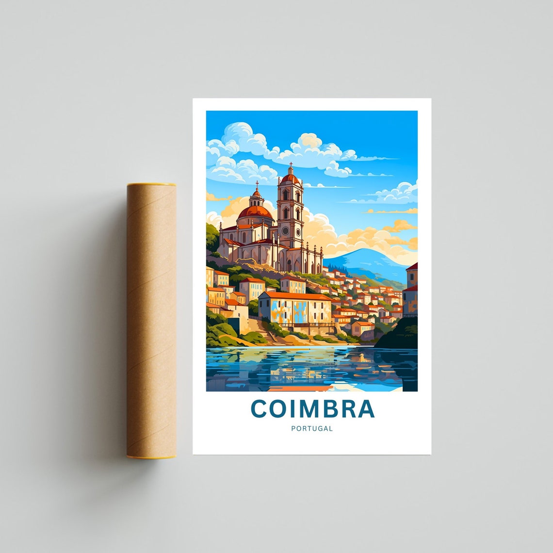 Coimbra Portugal Cathedral River View Colorful Rooftops Poster - Image 4