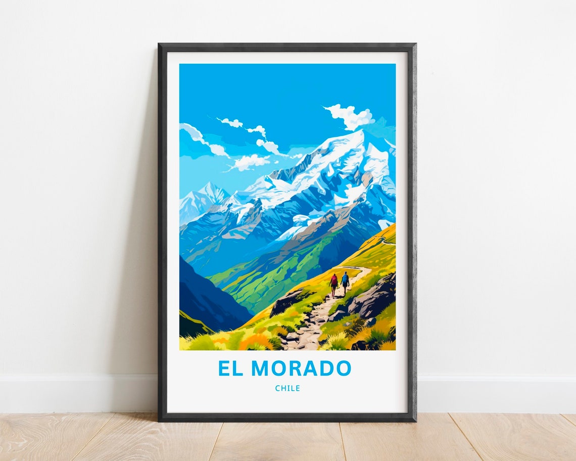 El Morado Chile Glacier Peaks Hikers Trail Illustrated Poster