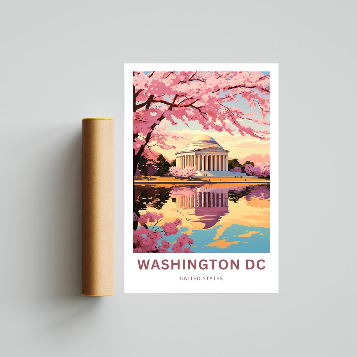 Washington DC Cherry Blossom Jefferson Memorial Spring Travel Poster - Image 4