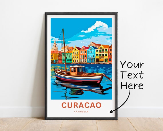 Personalized Curaao Travel Print Curacao Poster Caribbean Wall Art Framed Present Gift Caribbean Present