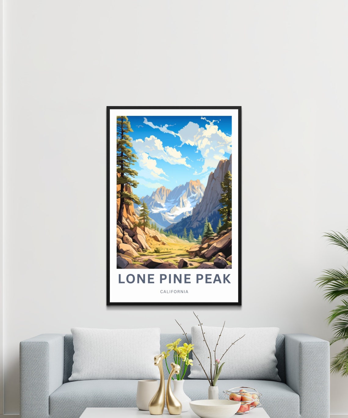 Personalized Lone Pine Peak Trail Travel Print Lone Pine Peak Trail Poster California Wall Art Framed Present Gift California Present - Image 3