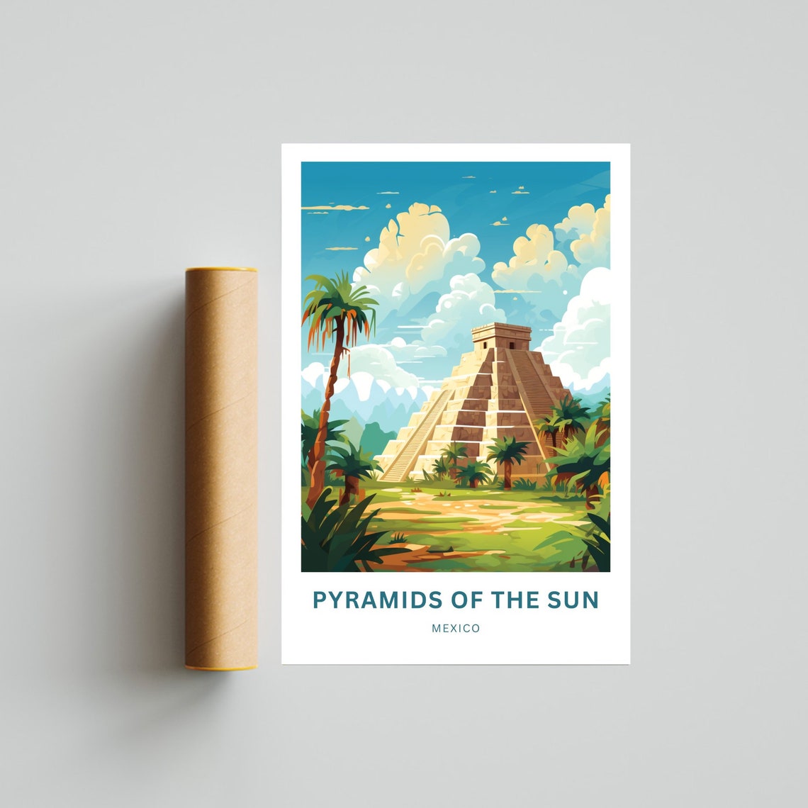 Pyramids Of The Sun Mexico Personalized Mayan Ruins Travel Poster - Image 4