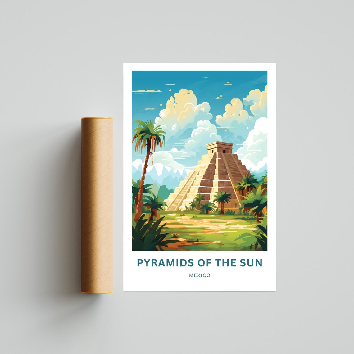 Pyramids of the Sun Mexico Stepped Pyramid Jungle Travel Poster - Image 4