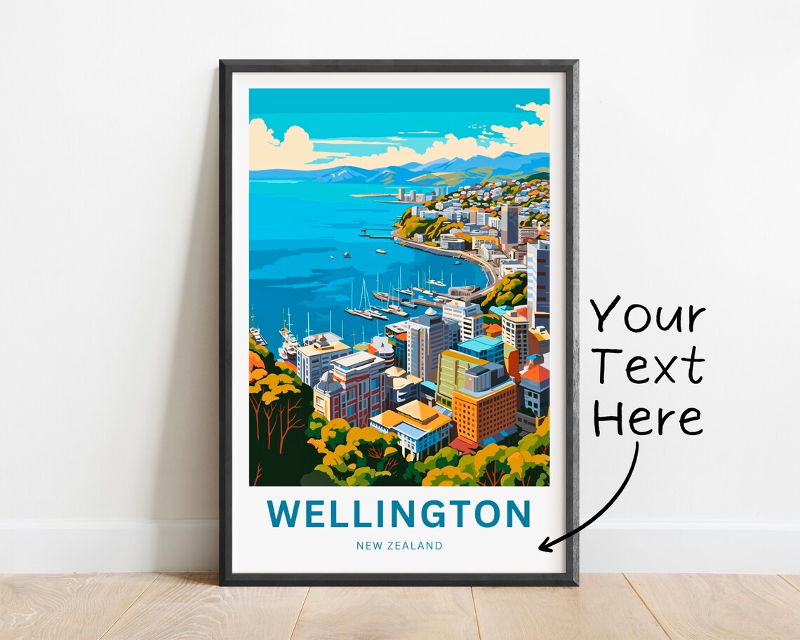 Wellington New Zealand City Skyline Sailboat Harbor Aerial Poster