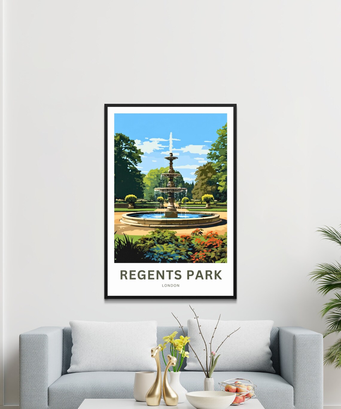 Regents Park London Fountain Custom Text Personal Travel Poster - Image 3