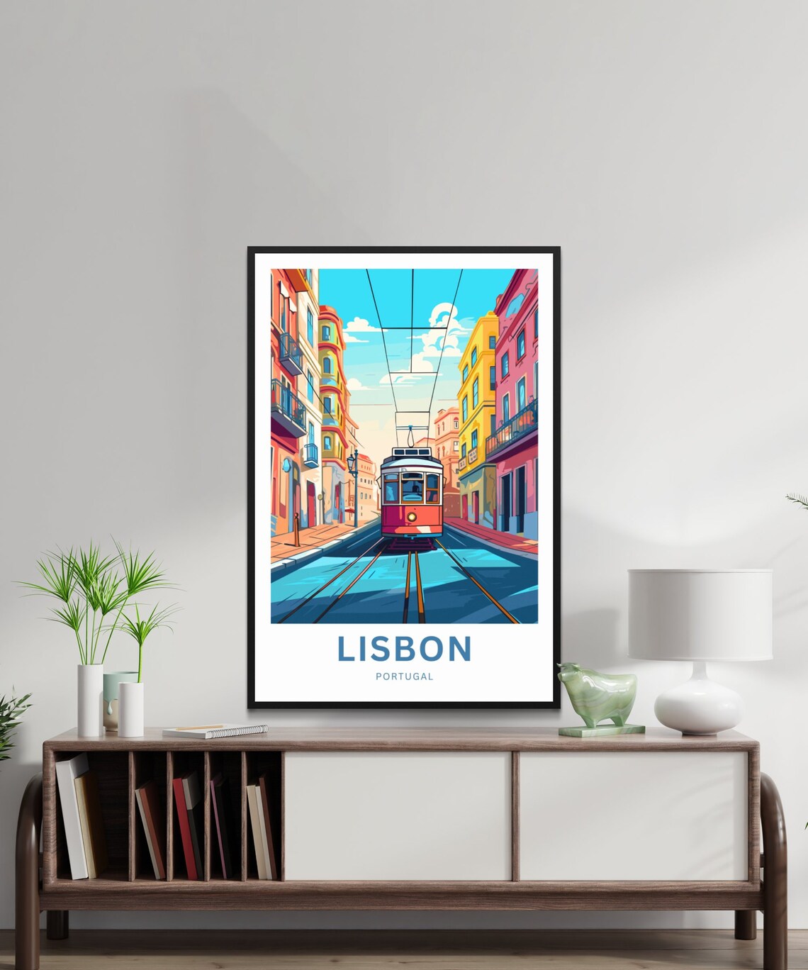 Personalized Lisbon Portugal Classic Tram Street Scene Travel Poster - Image 2