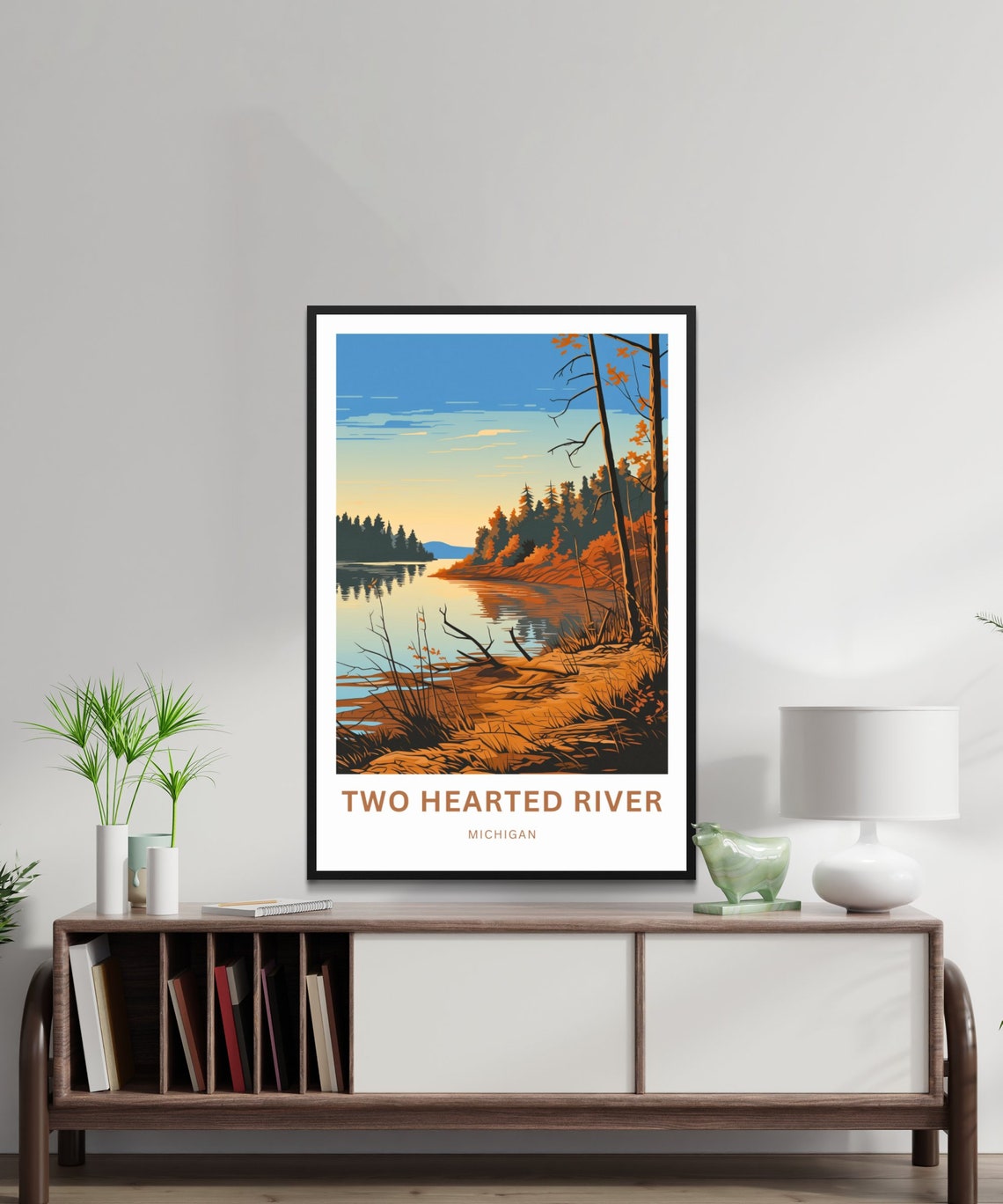 Two Hearted River Michigan Autumn Shoreline Personalized Poster - Image 3