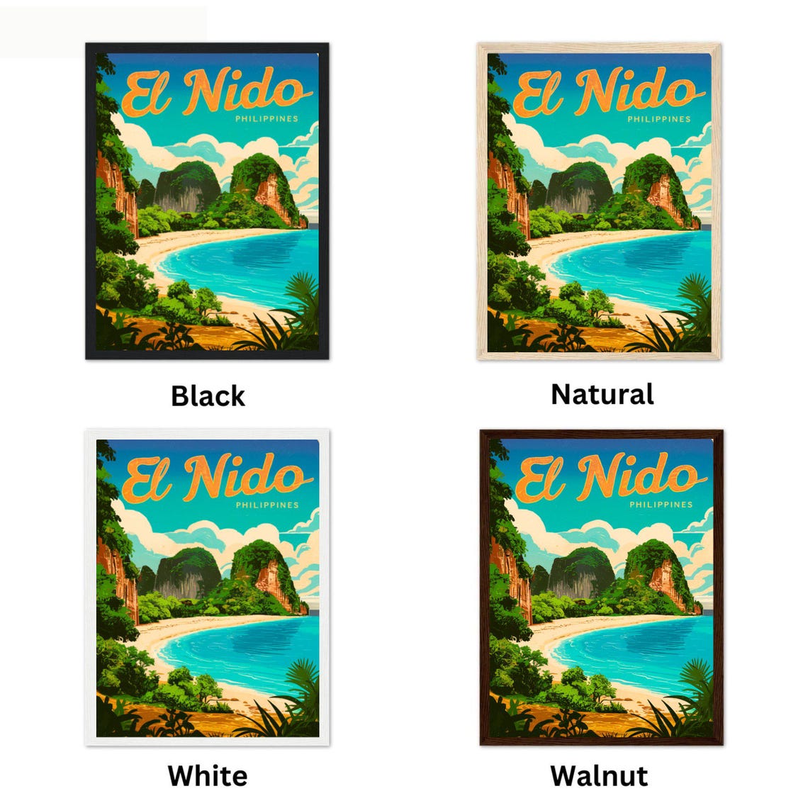 El Nido Philippines Limestone Cliffs Turquoise Bay Travel Poster - Image 2
