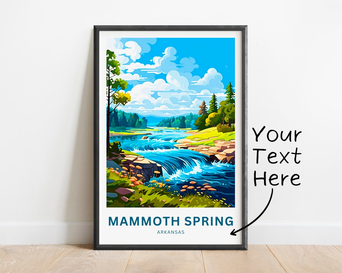Mammoth Spring Arkansas Waterfall River Custom Travel Poster