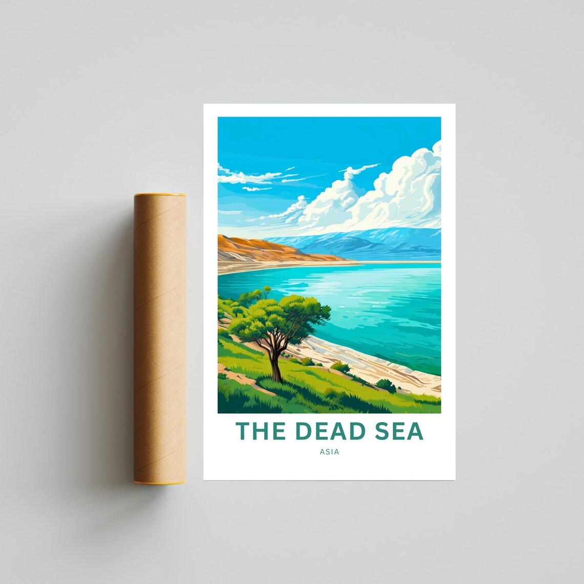 The Dead Sea Asia Turquoise Waters Beach Vintage Travel Poster - Image 4