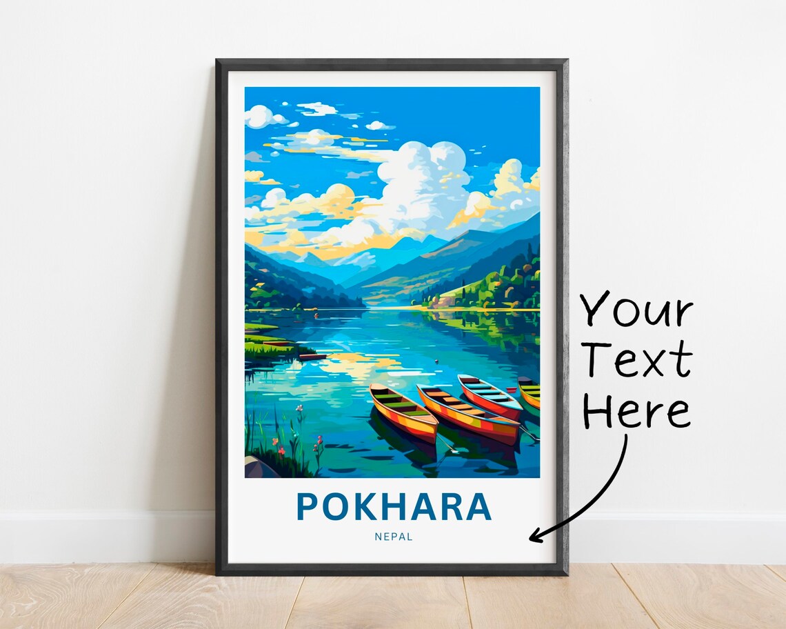 Personalized Pokhara Nepal Colorful Boats on the Lake Poster